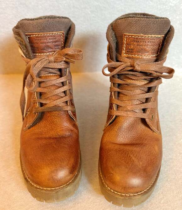 Creative Oasis Shoes - Bullboxer Carmen Women’s 9M Brown Leather Lace Up Block Heel Ankle Boots
